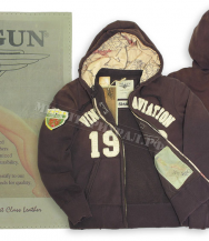 Толстовка TOP GUN Zip-Up Vintage Aviation Hoodies Brown